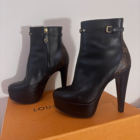 Louis Vuitton Calfskin Monogram Afterglow Platform Ankle Boots 37 - Picture 4 of 8